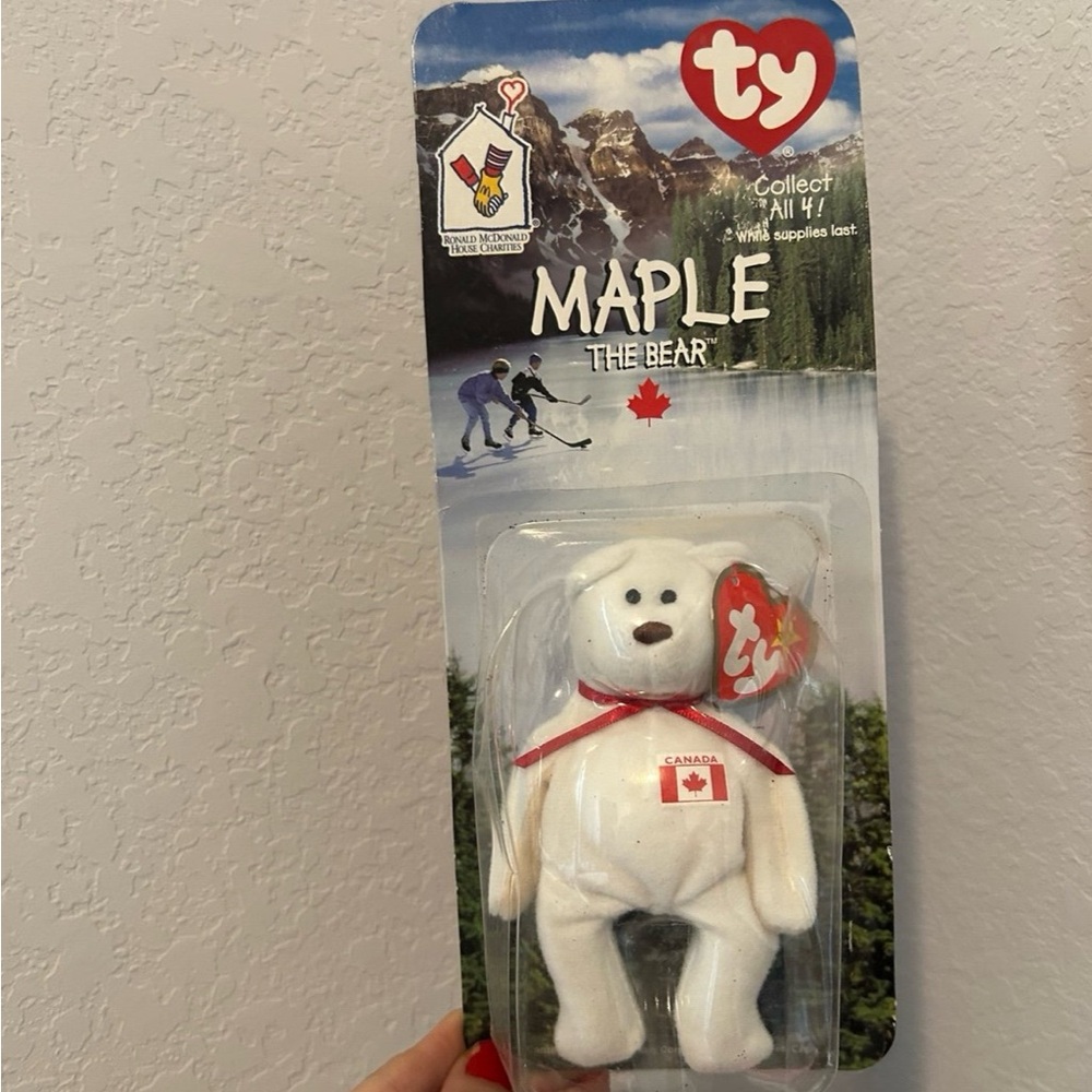 Ty Maple the Bear with Red and White Details